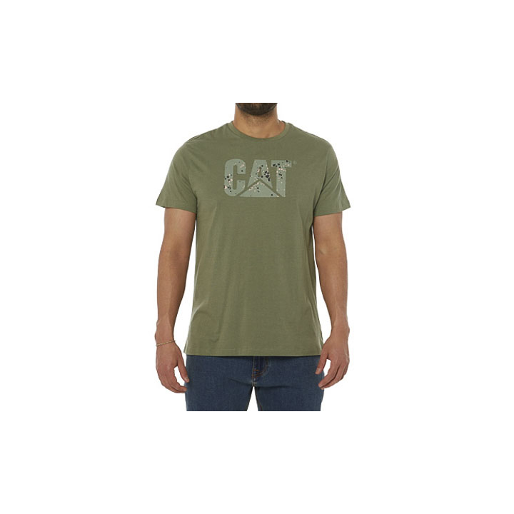 Caterpillar Earth Cat Fill T-Shirts Herren Grün | DE-482309