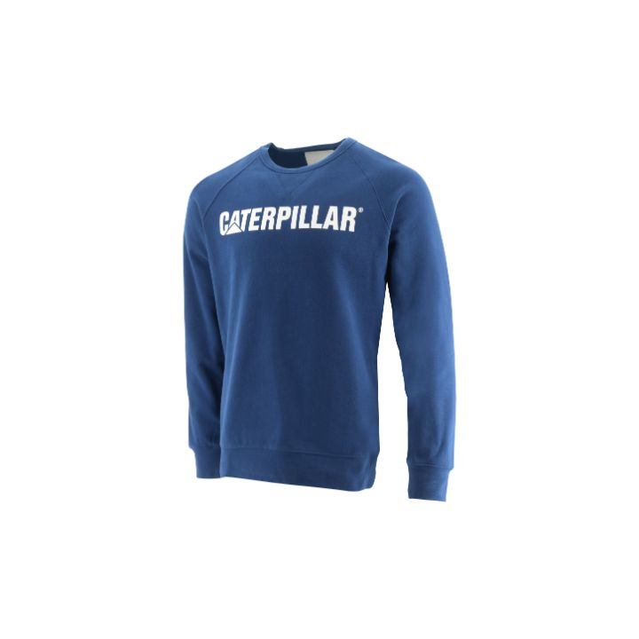 Caterpillar Foundation Crewneck Sweatshirt Sweatshirts Herren Blau | DE-816502