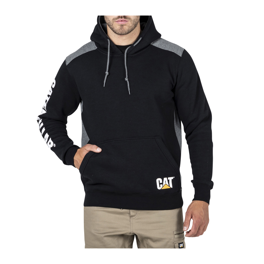 Caterpillar Logo Panel Mit Kapuze Sweat Hoodies Herren Schwarz | DE-182604