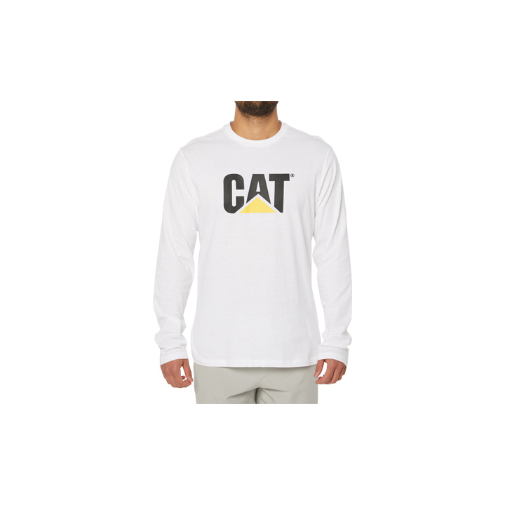 Caterpillar Original Fit Ls Logo T-Shirts Herren Weiß | DE-380659