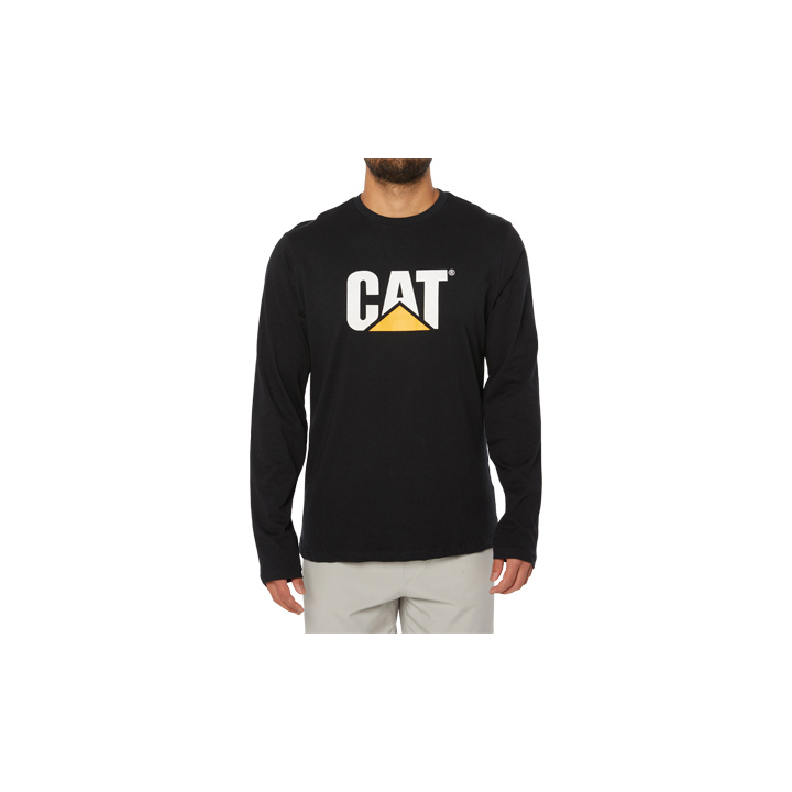 Caterpillar Original Fit Ls Logo T-Shirts Herren Schwarz | DE-861439