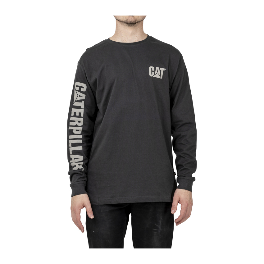 Caterpillar Trademark Banner Long Sleeve T-Shirts Herren Dunkelgrau | DE-609428