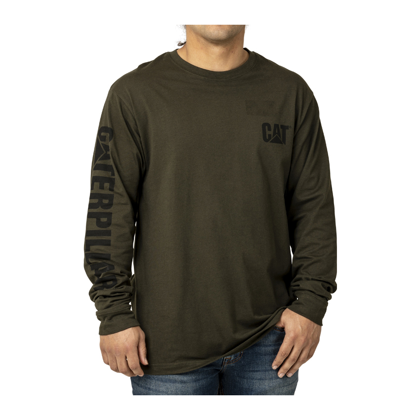 Caterpillar Trademark Banner Long Sleeve T-Shirts Herren Dunkel | DE-968074